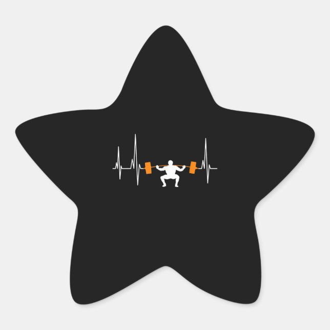 Sticker Étoile Barbell Weightlifting Heartbeat Bodybuilding (Devant)