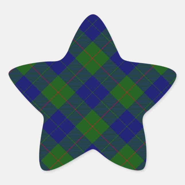 Sticker Étoile Barclay tartan bleu vert plaid (Devant)