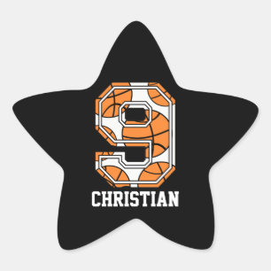 Sticker Étoile Basket-ball personnalisé numéro 9