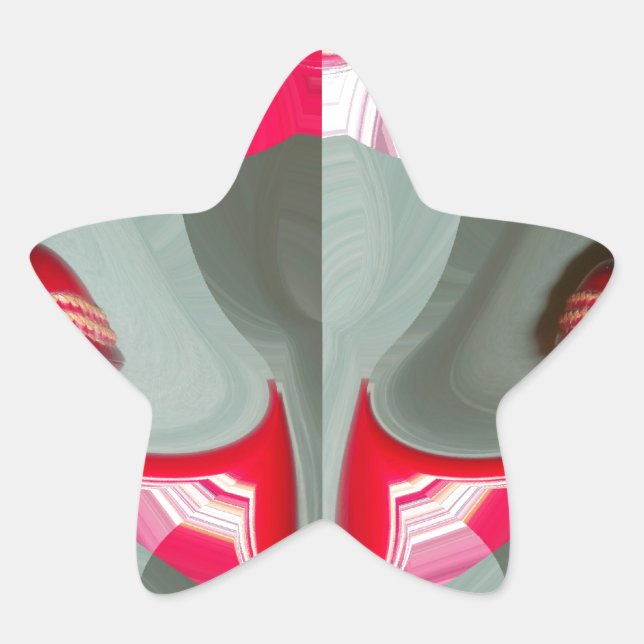 Sticker Étoile beau motif géométrique gris cendré rouge design AR (Devant)