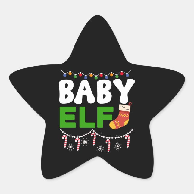 Sticker Étoile Bébé Elfe Noël Conception de vacances-84608 (Devant)