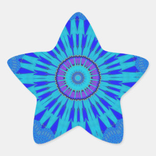 Sticker Étoile Belle impression d'art de mandala bleu royal