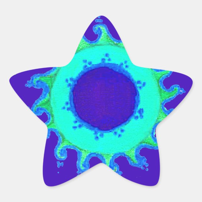 Sticker Étoile Belle Iridescente Blue Floral Art peinture à l'hui (Devant)