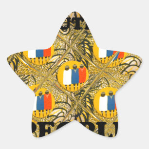 Sticker Étoile Belles Personnes Couleurs Motif Traditionnelles Af