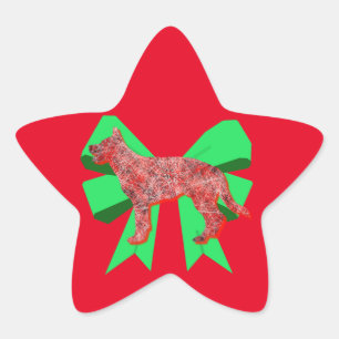 Sticker Étoile Berger allemand Silhouette Rouge&Green Bow Noël