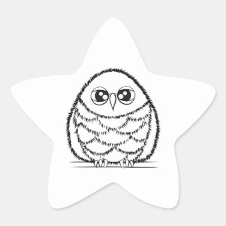 Sticker Étoile Black and White Owl Illustration