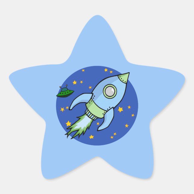 Sticker étoile bleu roquette (Devant)
