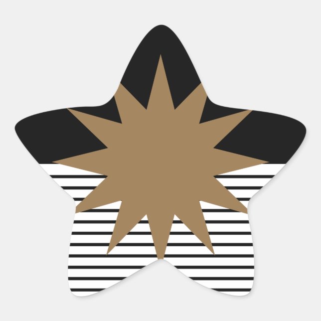 Sticker Étoile Blocage noir blanc et soleil Brown (Devant)