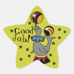 Sticker Étoile Bon Travail ! Récompense étoile de phoque en Jongl