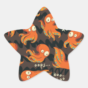 Sticker Étoile Boo Octopus Orange & Black Kids Vêtements & Décor