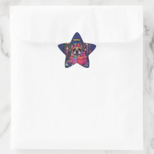 Sticker Étoile Bouledogue français Guirlande lumineuse Noël