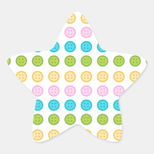Sticker Étoile Bouton bleu rose jaune motif accessoires tendance