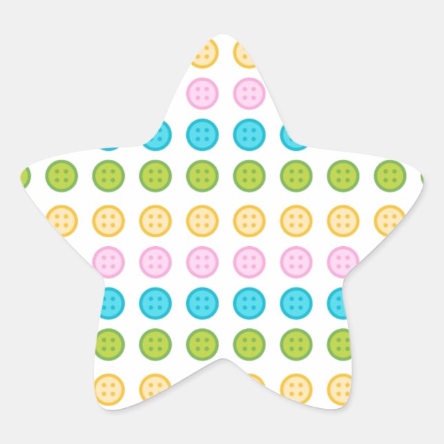 Sticker Étoile Bouton bleu rose jaune motif accessoires tendance (Devant)