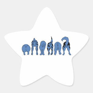 Sticker Étoile Boutons de chien bleu