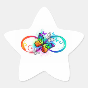 Sticker Étoile Bright infinity with rainbow butterfly