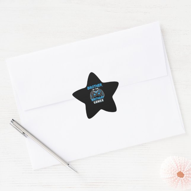 Sticker Étoile Brother Of The Birthday Gamer Birthday Boy Gaming (Enveloppe)