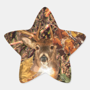 Sticker Étoile Buck in Hunter Camo White Tail Deer