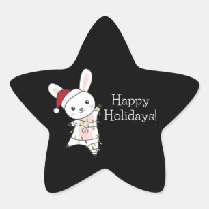 Sticker Étoile Bunny Joyeux Noël Animaux d'hiver Lapins Star