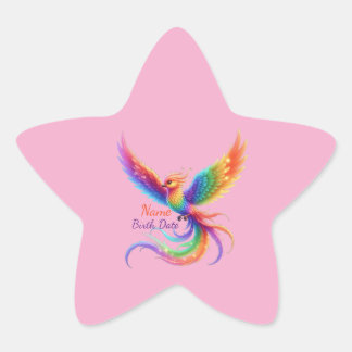 Sticker Étoile Cadeau Personnalisé Phoenix Arc-en-Ciel Date de Na