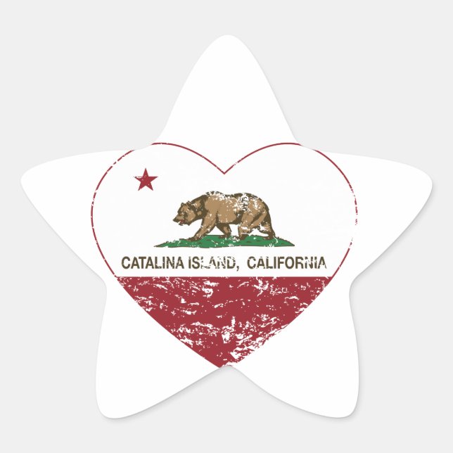 Sticker Étoile californie drapeau catalina île coeur en détresse (Devant)