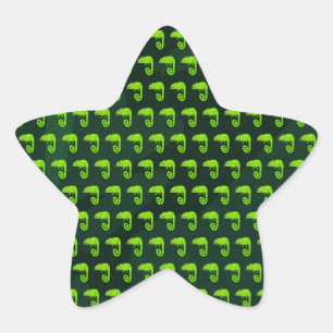 Sticker Étoile Caméléon mignon vert