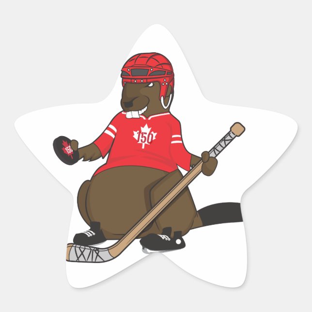 Sticker Étoile Canada 150 en 2017 Hockey Beaver (Devant)