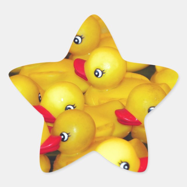 Sticker Étoile Canards en caoutchouc jaune mignon (Devant)