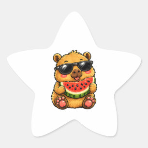 Sticker Étoile Capybara Cool Pastèque Été