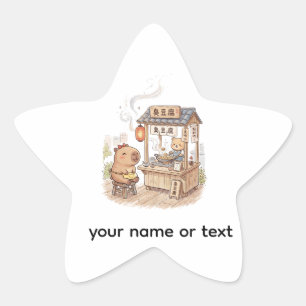 Sticker Étoile Capybara joyeux au stand de tofu puant   Nuit de T