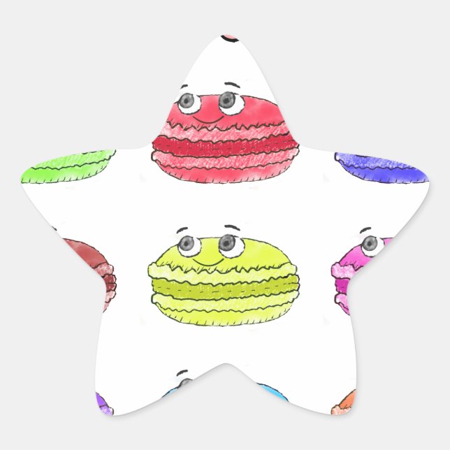 Sticker Étoile Caricature des Macarons (Devant)