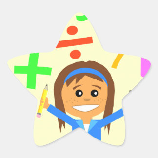 Sticker Étoile Caricature pour fille en maths
