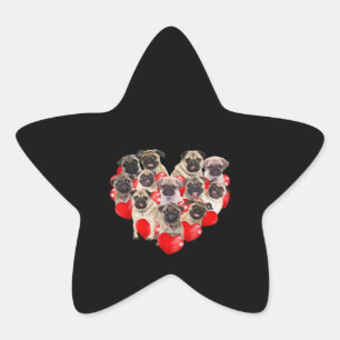 Sticker Étoile Carlin de jour de la Saint Valentin Chien Coeur Ch