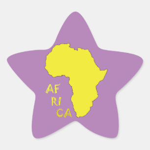 Sticker Étoile Carte de l'Afrique Jaune Funky