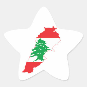 Sticker Étoile Carte du drapeau du Liban