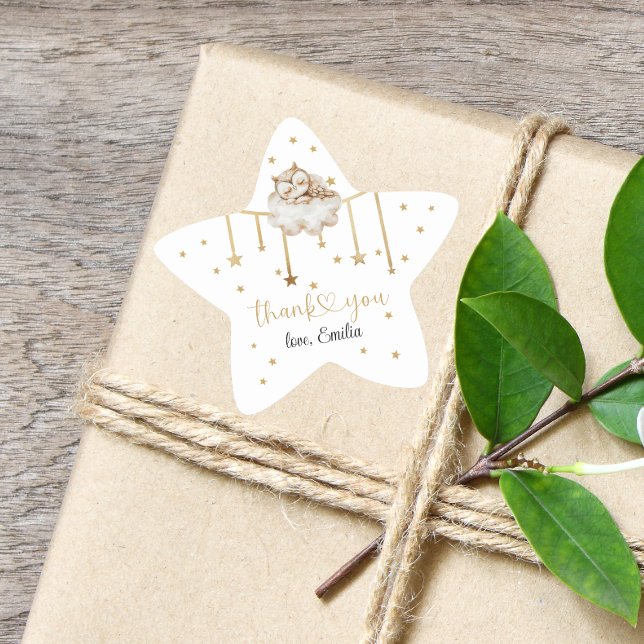 Sticker Étoile Charmant Baby shower de Chouette en forme d'étoile (Créateur téléchargé)