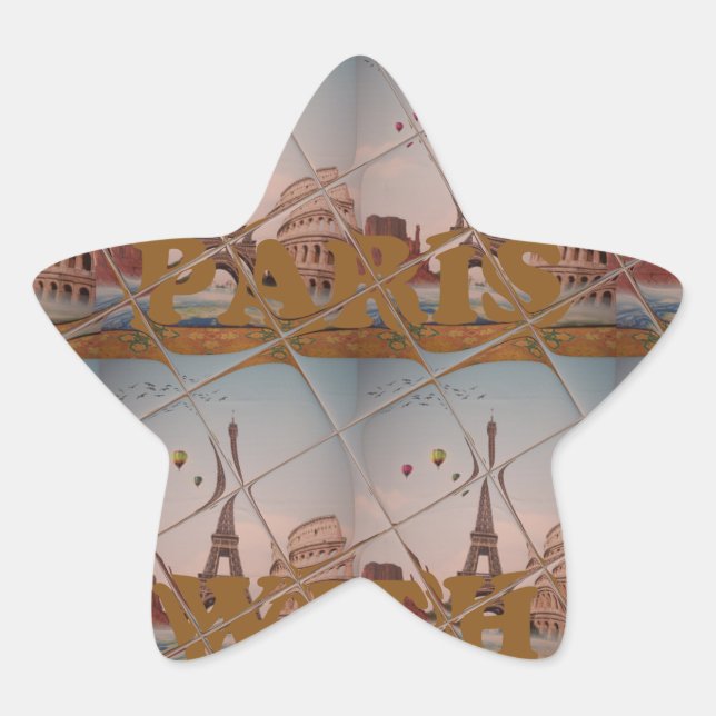 Sticker Étoile Charme De Paris Avec Amour J'aime Paris Design (Devant)