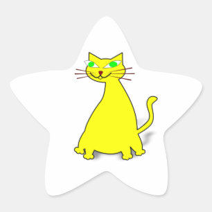 Sticker Étoile Chat gras jaune