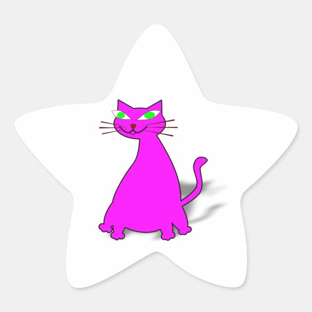 Sticker Étoile Chat gras rose (Devant)