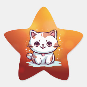 Sticker Étoile Chat Mignon Clipart de Style Kawaii