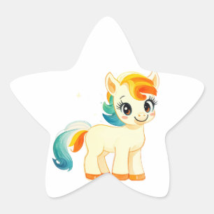 Sticker Étoile Cheval mignon