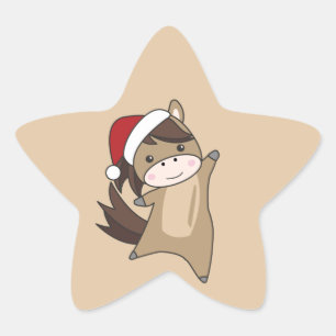 Sticker Étoile Cheval Pony Noël Neige Hiver Animaux Chevaux St