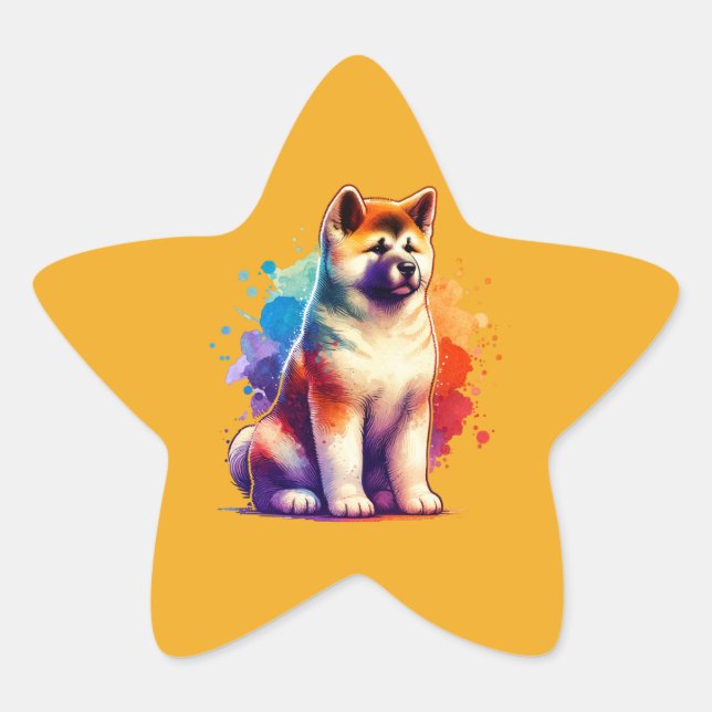 Sticker Étoile Chien Akita Inu (Devant)