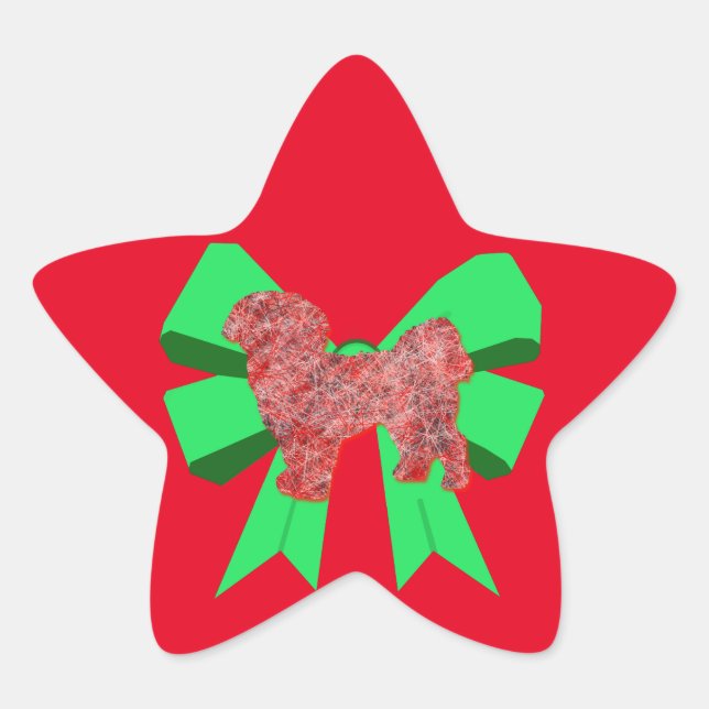 Sticker Étoile Chien Chien Chien Chien Chien Silhouette Bow Vert (Devant)