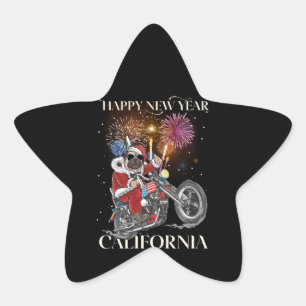 Sticker Étoile Chien Conduit Une Moto À La Californie