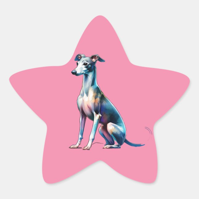 Sticker Étoile Chien gris italien (Devant)