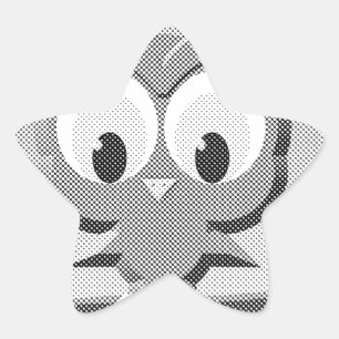Sticker Étoile Chouette À Papier En Noir Et Blanc
