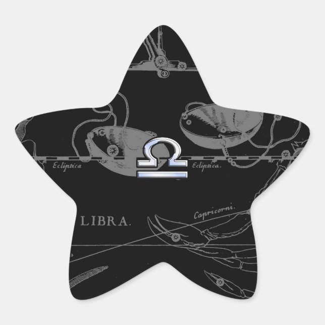 Sticker Étoile Chrome Argent comme Libra Zodiac Connexion Heveliu (Devant)