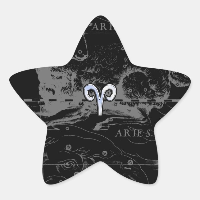 Sticker Étoile Chrome comme Aries Zodiac Connexion Hevelius Black (Devant)
