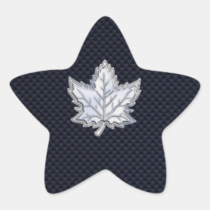Sticker Étoile Chrome Comme Maple Leaf Fibres de carbone Impressi