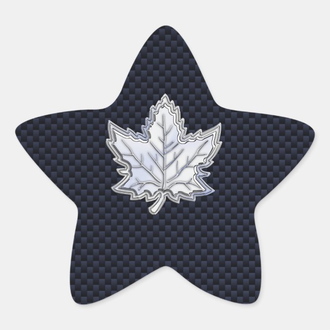 Sticker Étoile Chrome Comme Maple Leaf Fibres de carbone Impressi (Devant)